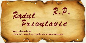 Radul Privulović vizit kartica